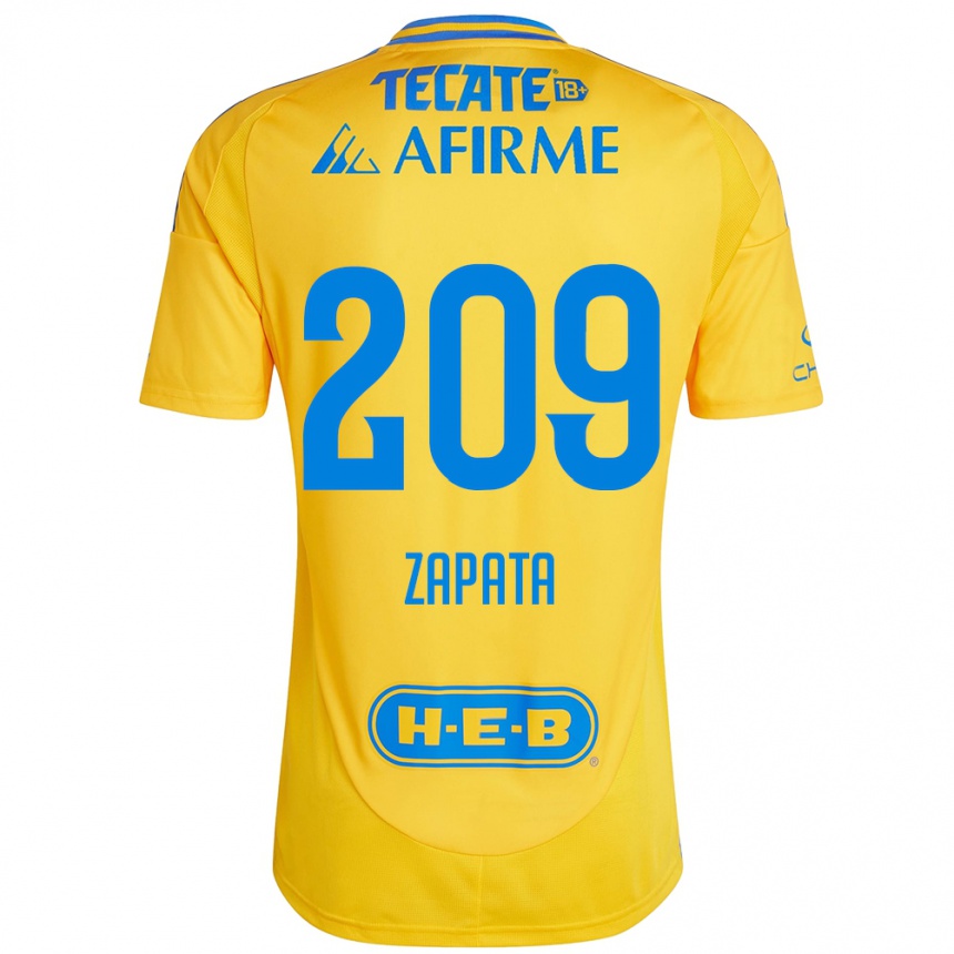 Niño Fútbol Camiseta Jorge Zapata #209 Oro Amarillo 1ª Equipación 2024/25