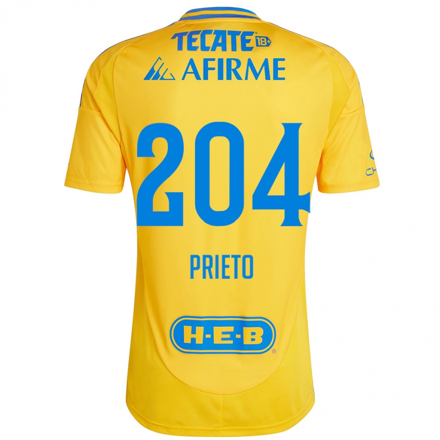 Niño Fútbol Camiseta Leonel Prieto #204 Oro Amarillo 1ª Equipación 2024/25