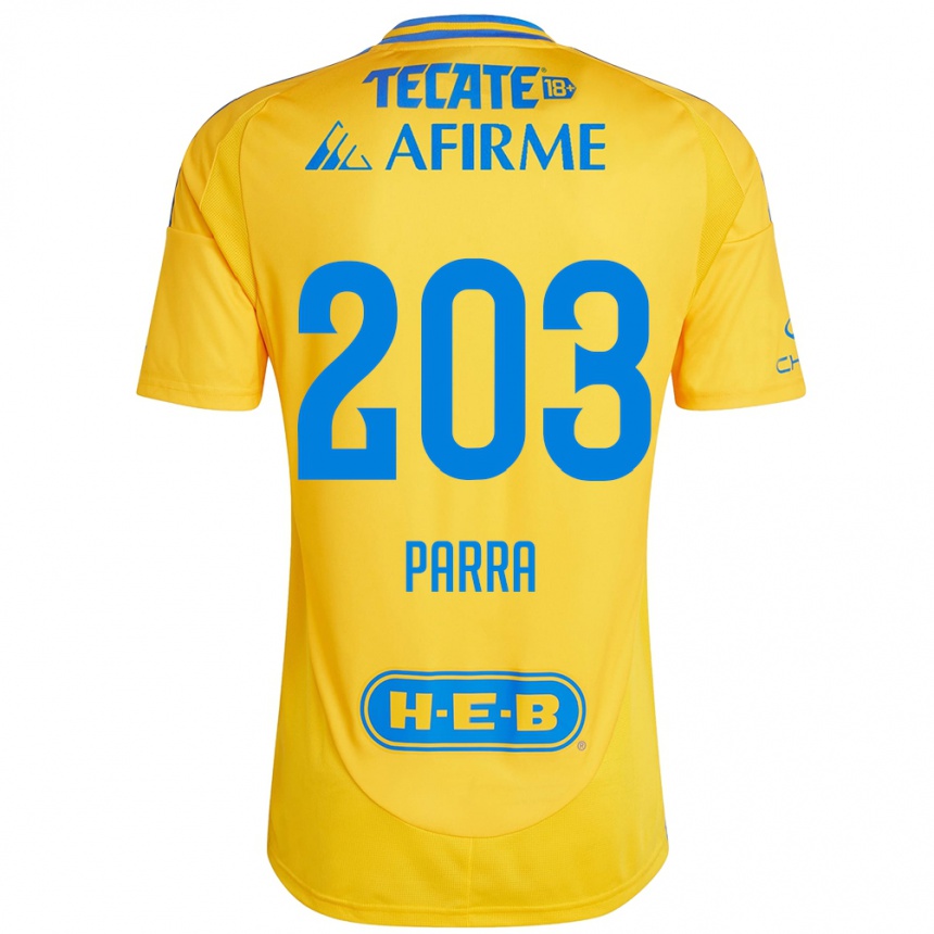 Niño Fútbol Camiseta Bernardo Parra #203 Oro Amarillo 1ª Equipación 2024/25