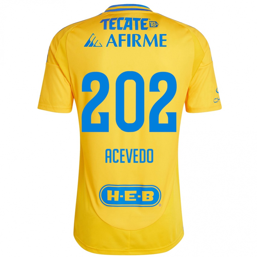 Niño Fútbol Camiseta José Acevedo #202 Oro Amarillo 1ª Equipación 2024/25