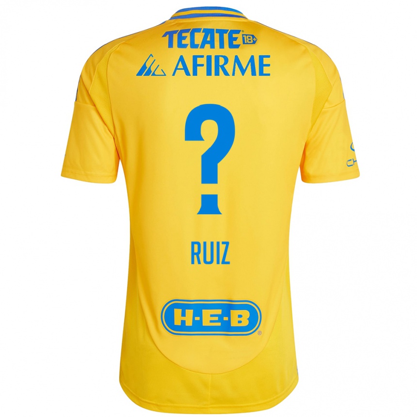 Niño Fútbol Camiseta Luis Ruiz #0 Oro Amarillo 1ª Equipación 2024/25