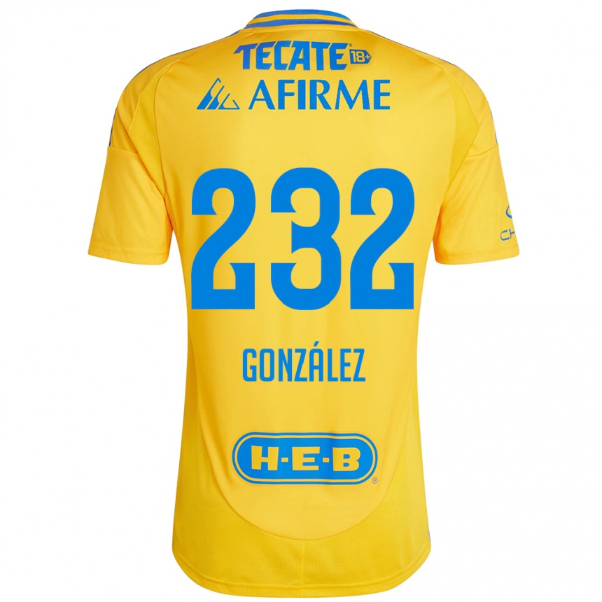 Niño Fútbol Camiseta César González #232 Oro Amarillo 1ª Equipación 2024/25