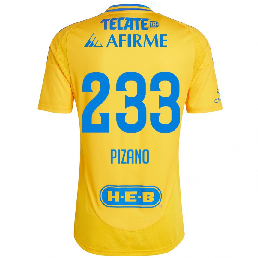 Niño Fútbol Camiseta Juan Pizano #233 Oro Amarillo 1ª Equipación 2024/25