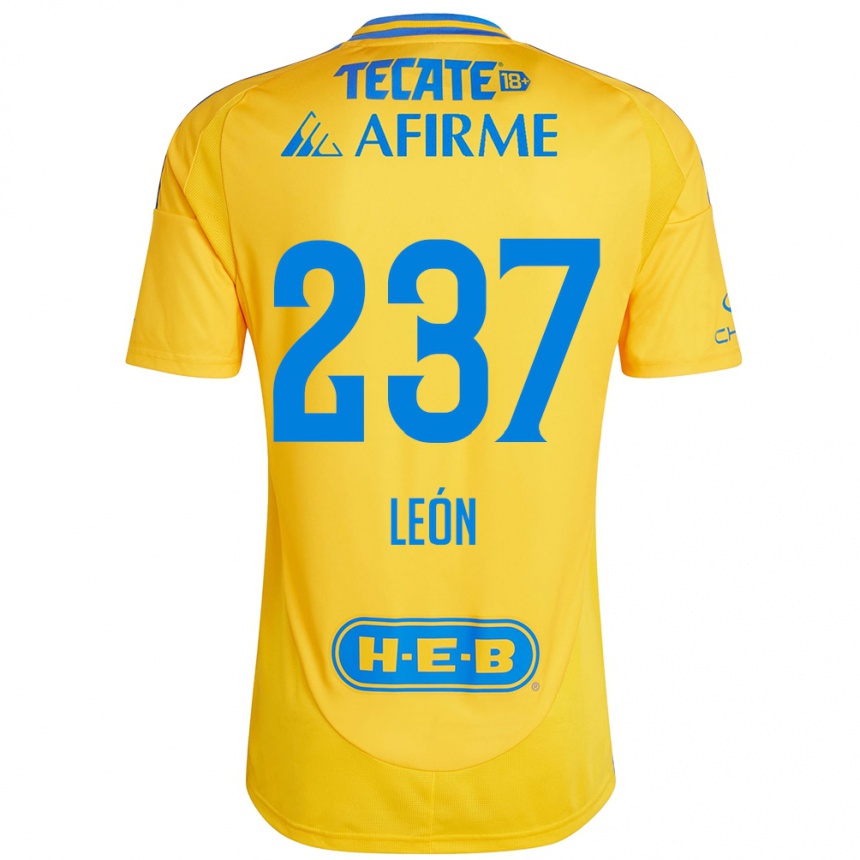 Niño Fútbol Camiseta Gabriel León #237 Oro Amarillo 1ª Equipación 2024/25