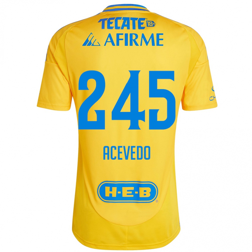 Niño Fútbol Camiseta Kevin Acevedo #245 Oro Amarillo 1ª Equipación 2024/25