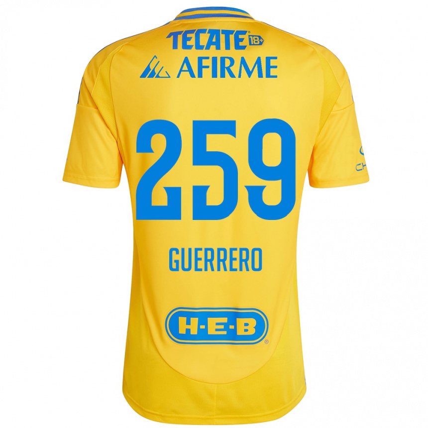 Niño Fútbol Camiseta Erick Guerrero #259 Oro Amarillo 1ª Equipación 2024/25