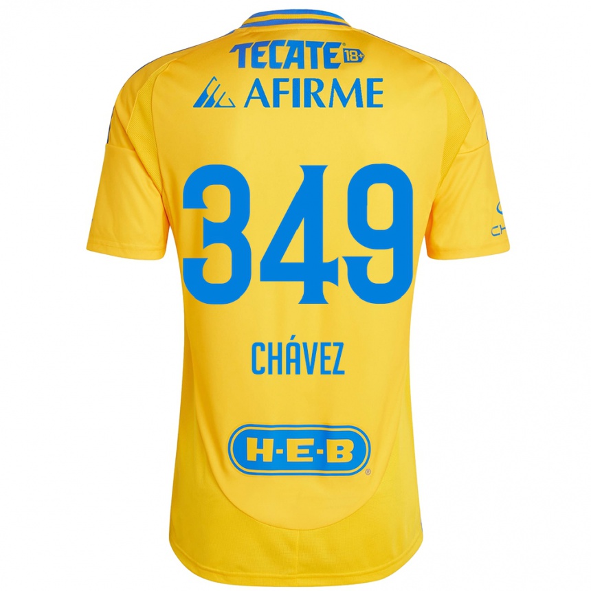 Niño Fútbol Camiseta Jorge Chávez #349 Oro Amarillo 1ª Equipación 2024/25