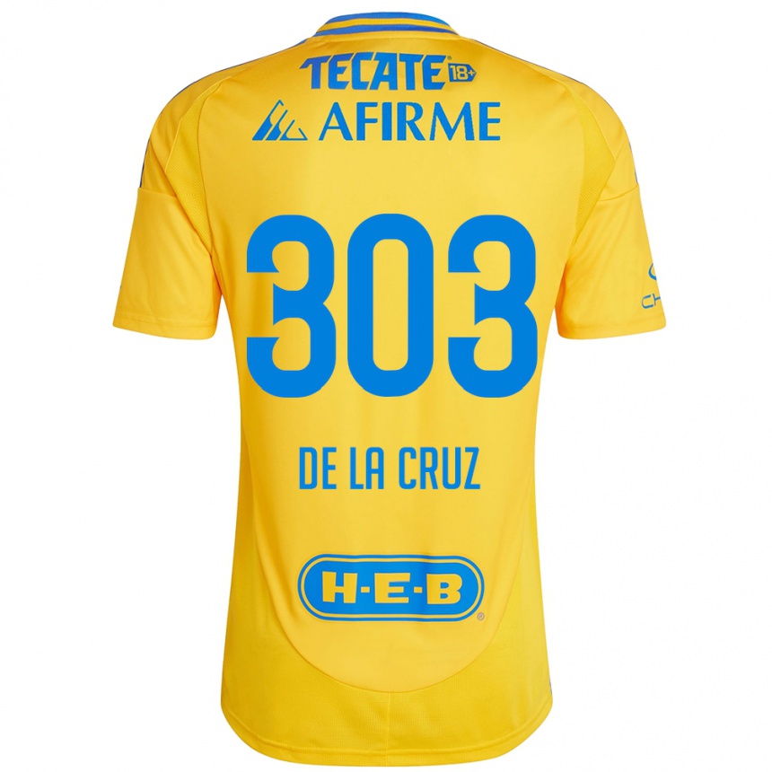 Niño Fútbol Camiseta Erick De La Cruz #303 Oro Amarillo 1ª Equipación 2024/25