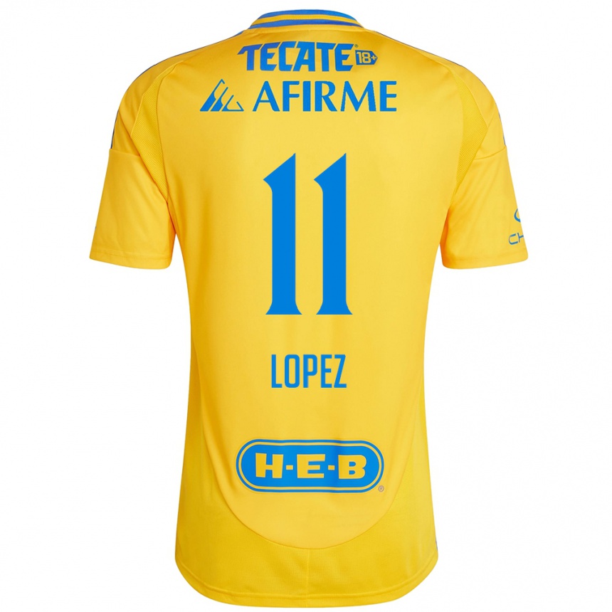 Niño Fútbol Camiseta Nicolas Lopez #11 Oro Amarillo 1ª Equipación 2024/25