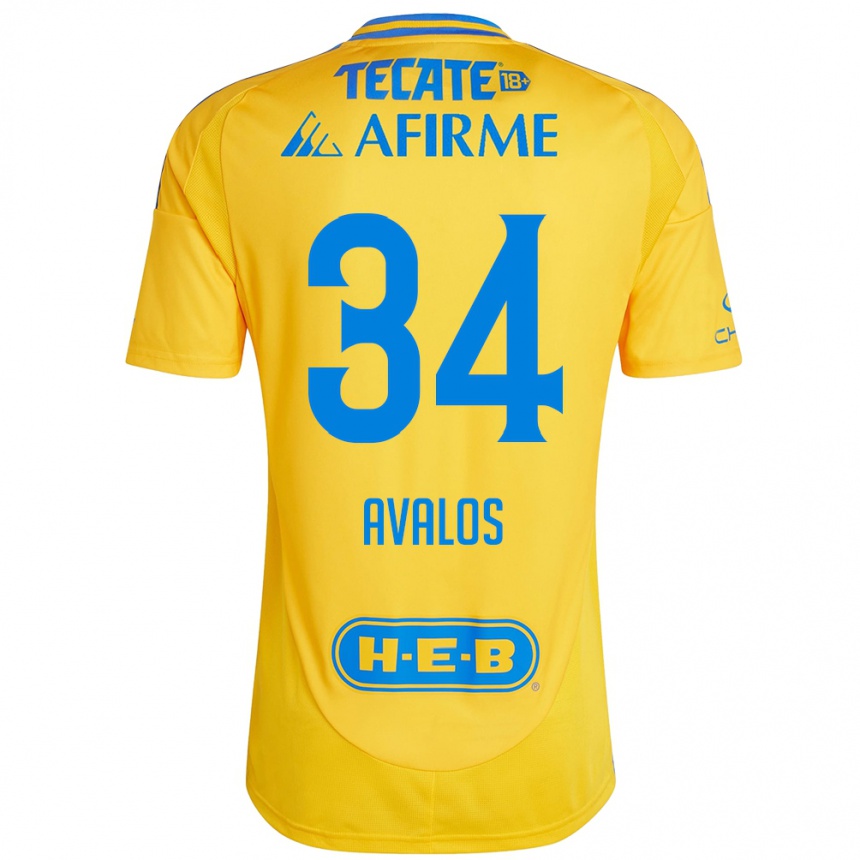 Niño Fútbol Camiseta Erick Avalos #34 Oro Amarillo 1ª Equipación 2024/25