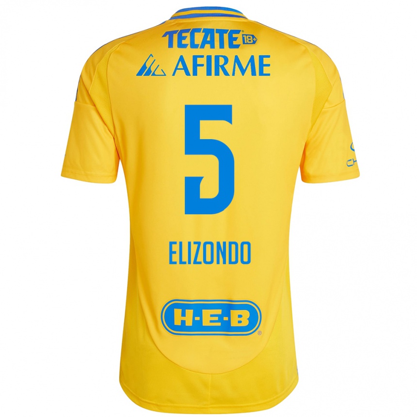 Niño Fútbol Camiseta Fernanda Elizondo #5 Oro Amarillo 1ª Equipación 2024/25