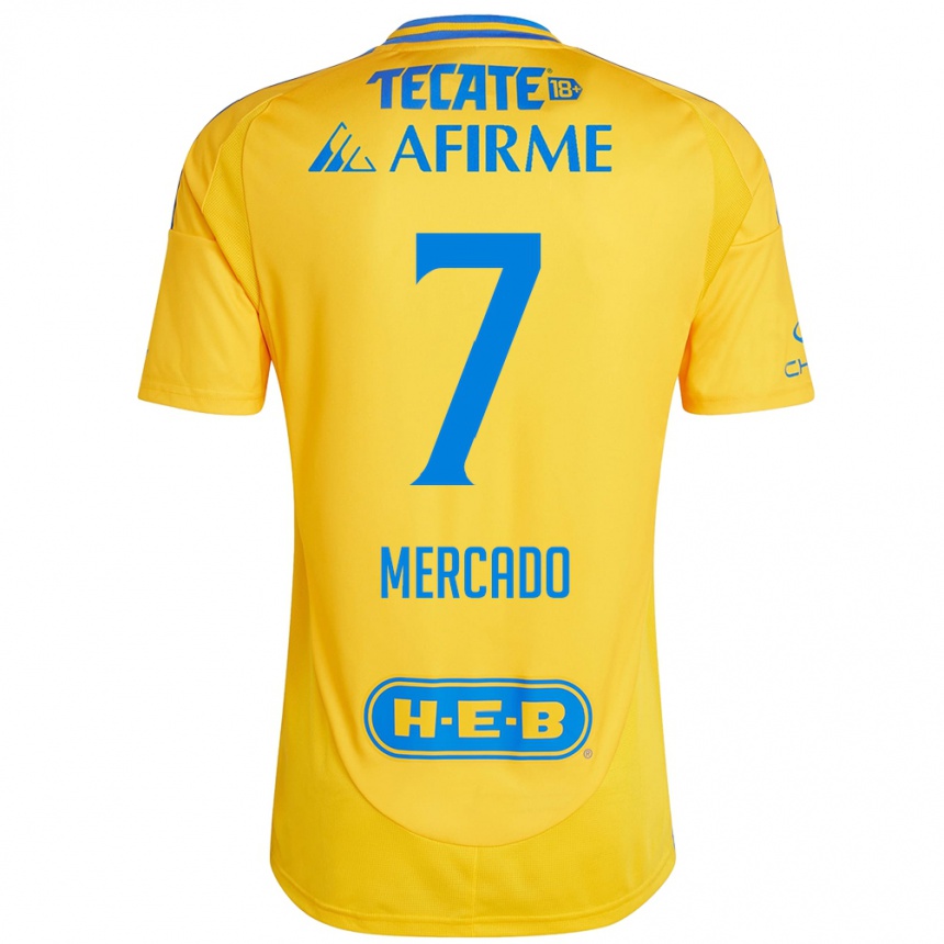 Niño Fútbol Camiseta Liliana Mercado #7 Oro Amarillo 1ª Equipación 2024/25