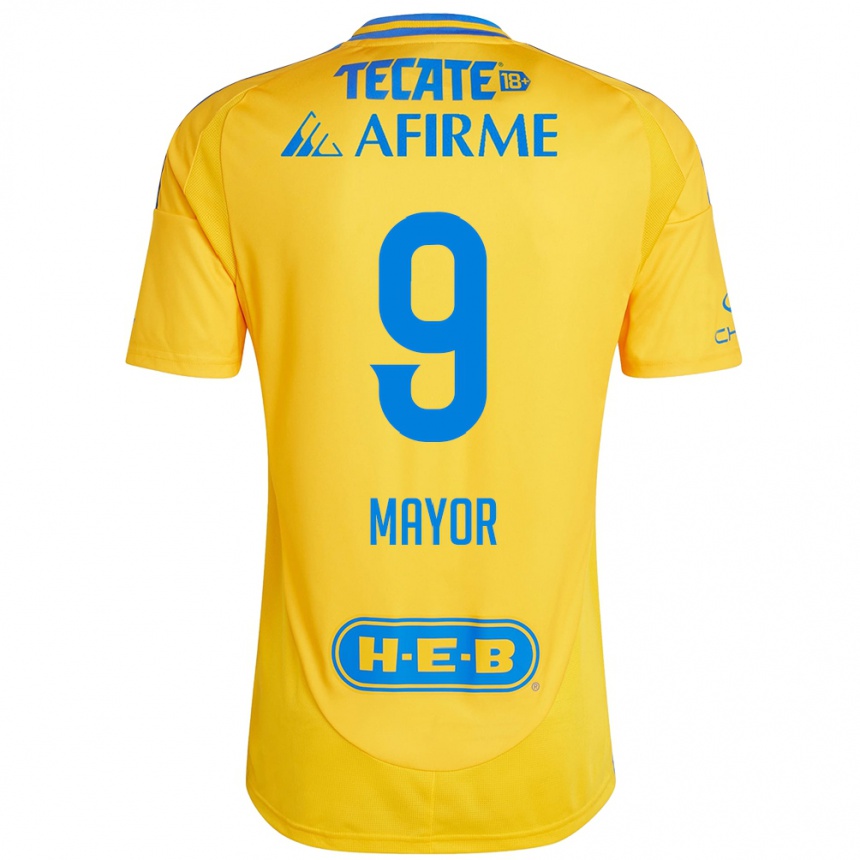 Niño Fútbol Camiseta Stephany Mayor #9 Oro Amarillo 1ª Equipación 2024/25