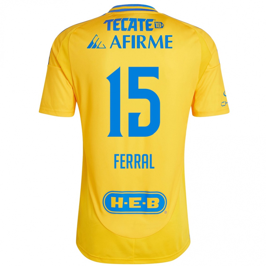 Niño Fútbol Camiseta Cristina Ferral #15 Oro Amarillo 1ª Equipación 2024/25