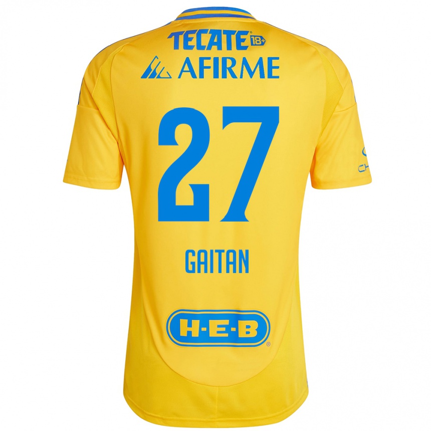 Niño Fútbol Camiseta Natalia Gaitan #27 Oro Amarillo 1ª Equipación 2024/25