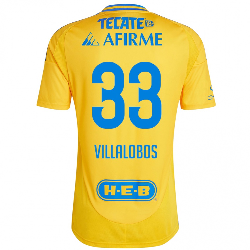 Niño Fútbol Camiseta Vania Villalobos #33 Oro Amarillo 1ª Equipación 2024/25