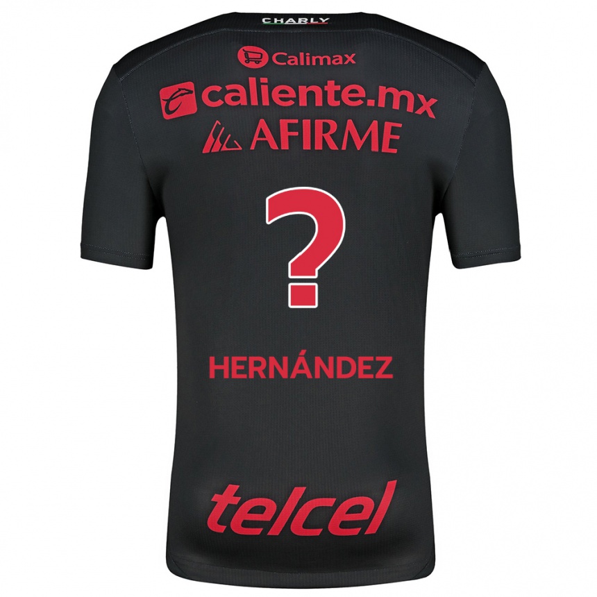 Niño Fútbol Camiseta Betsiel Hernández #0 Negro Rojo 1ª Equipación 2024/25