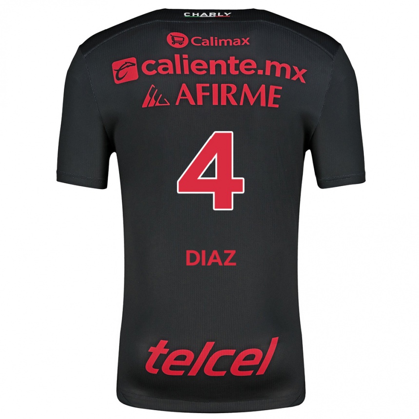 Niño Fútbol Camiseta Nicolás Díaz #4 Negro Rojo 1ª Equipación 2024/25