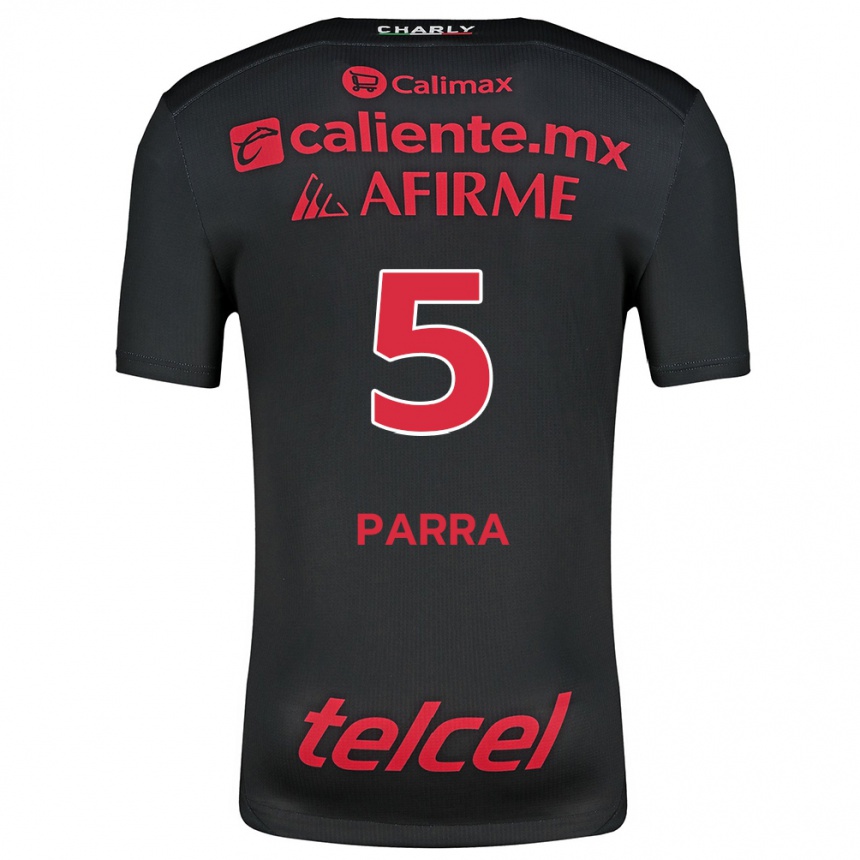 Niño Fútbol Camiseta Rodrigo Parra #5 Negro Rojo 1ª Equipación 2024/25