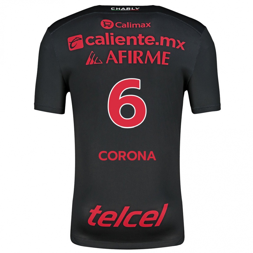 Niño Fútbol Camiseta Joe Corona #6 Negro Rojo 1ª Equipación 2024/25