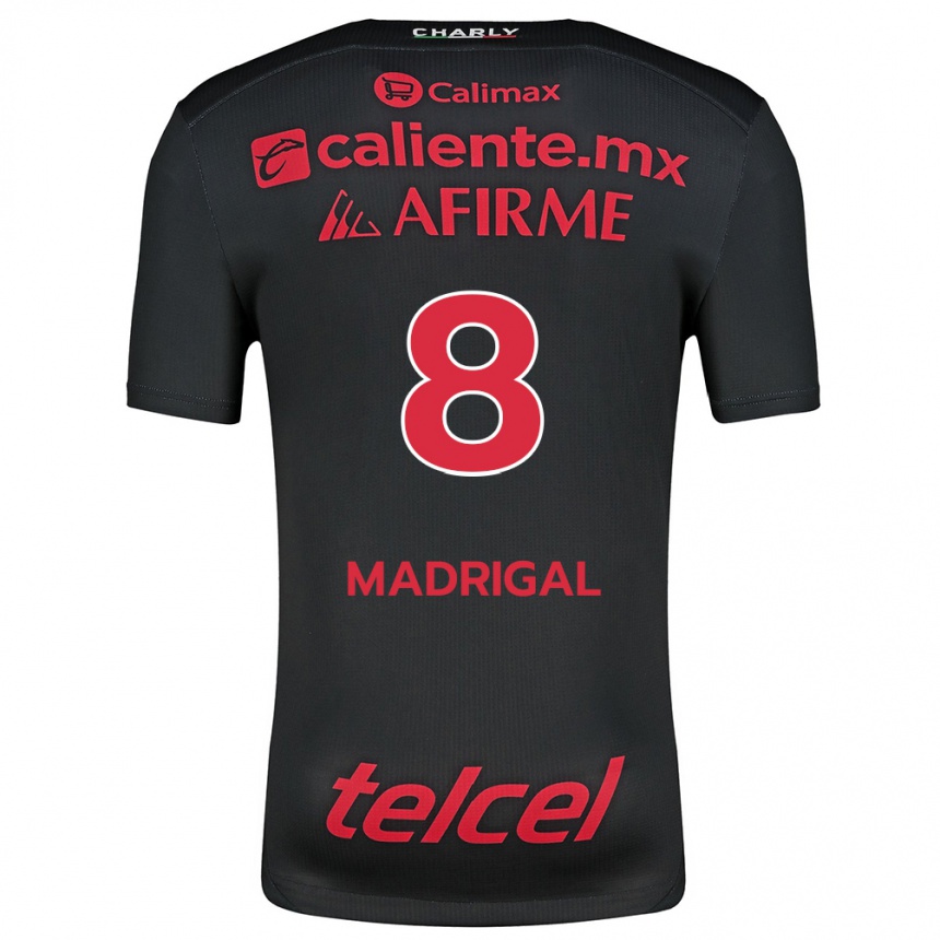 Niño Fútbol Camiseta Fernando Madrigal #8 Negro Rojo 1ª Equipación 2024/25