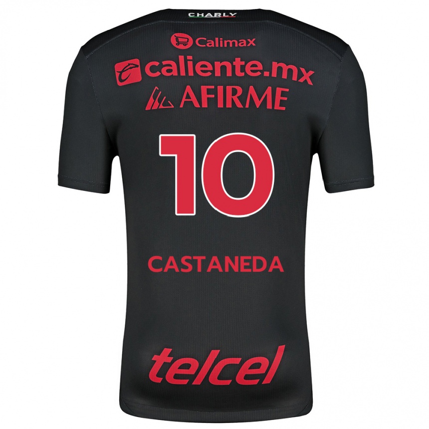 Niño Fútbol Camiseta Kevin Castañeda #10 Negro Rojo 1ª Equipación 2024/25