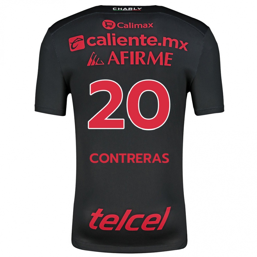 Niño Fútbol Camiseta Francisco Contreras #20 Negro Rojo 1ª Equipación 2024/25