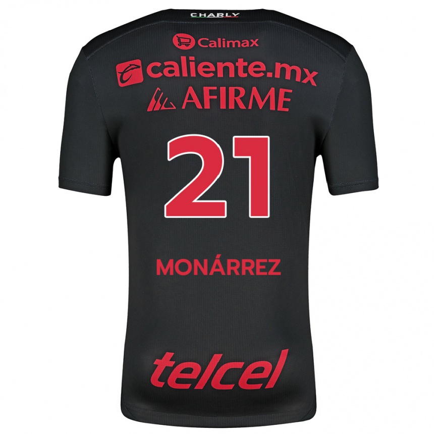 Niño Fútbol Camiseta Fernando Monárrez #21 Negro Rojo 1ª Equipación 2024/25