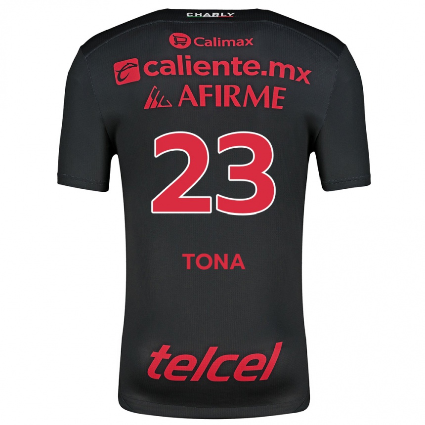 Niño Fútbol Camiseta Iván Tona #23 Negro Rojo 1ª Equipación 2024/25