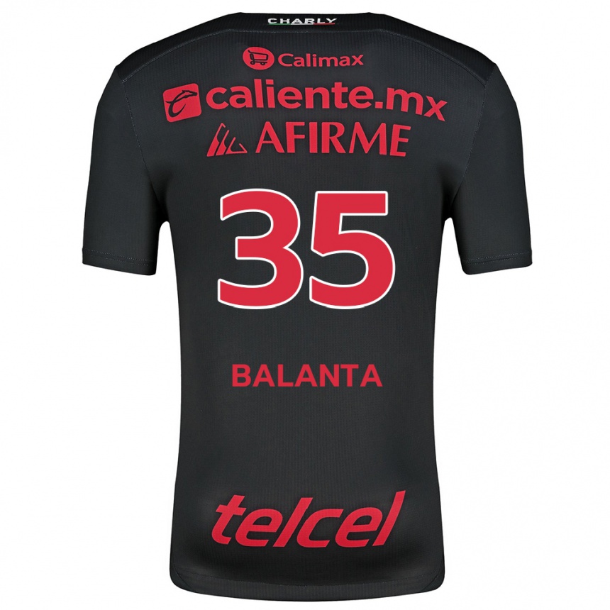 Niño Fútbol Camiseta Kevin Balanta #35 Negro Rojo 1ª Equipación 2024/25