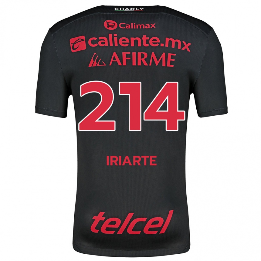 Niño Fútbol Camiseta Oliver Iriarte #214 Negro Rojo 1ª Equipación 2024/25