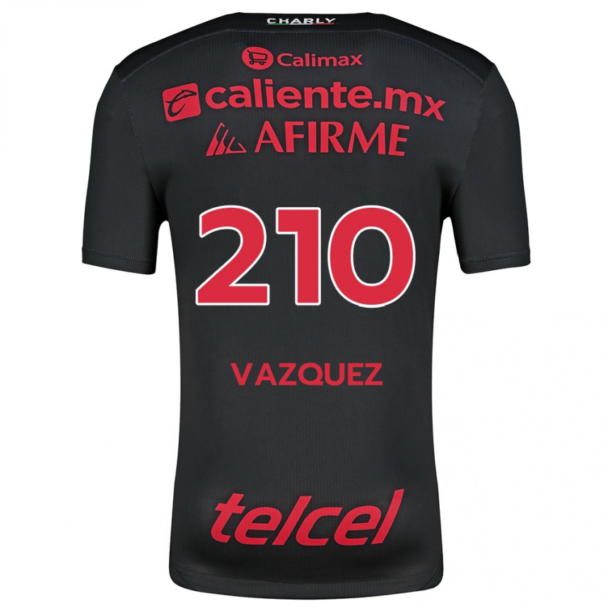 Niño Fútbol Camiseta Daniel Vázquez #210 Negro Rojo 1ª Equipación 2024/25