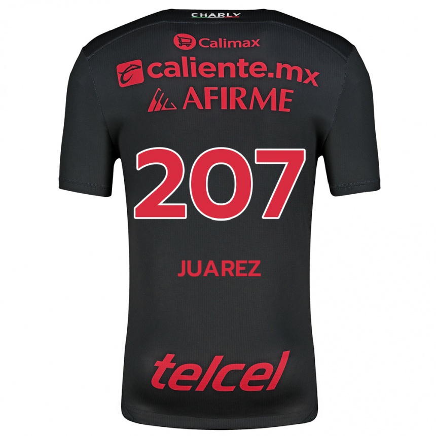 Niño Fútbol Camiseta José Juárez #207 Negro Rojo 1ª Equipación 2024/25