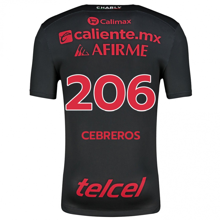 Niño Fútbol Camiseta Luis Cebreros #206 Negro Rojo 1ª Equipación 2024/25