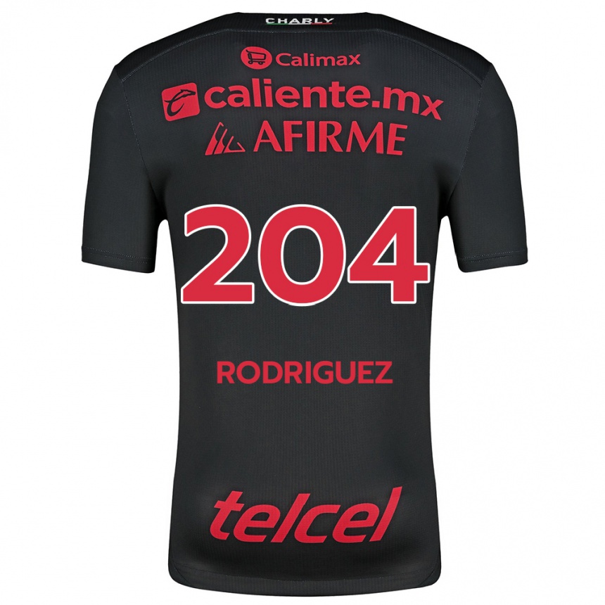 Niño Fútbol Camiseta Jesús Rodríguez #204 Negro Rojo 1ª Equipación 2024/25