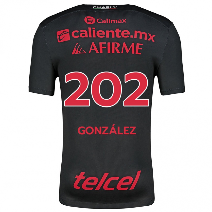 Niño Fútbol Camiseta Joban González #202 Negro Rojo 1ª Equipación 2024/25