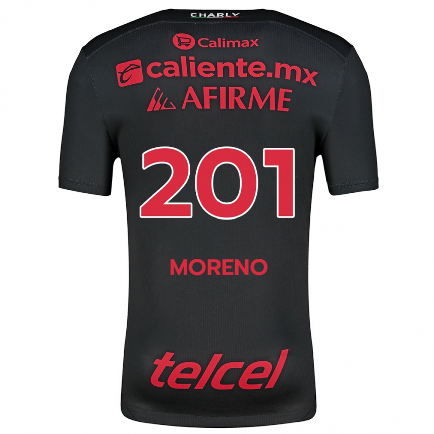 Niño Fútbol Camiseta Jesús Moreno #201 Negro Rojo 1ª Equipación 2024/25