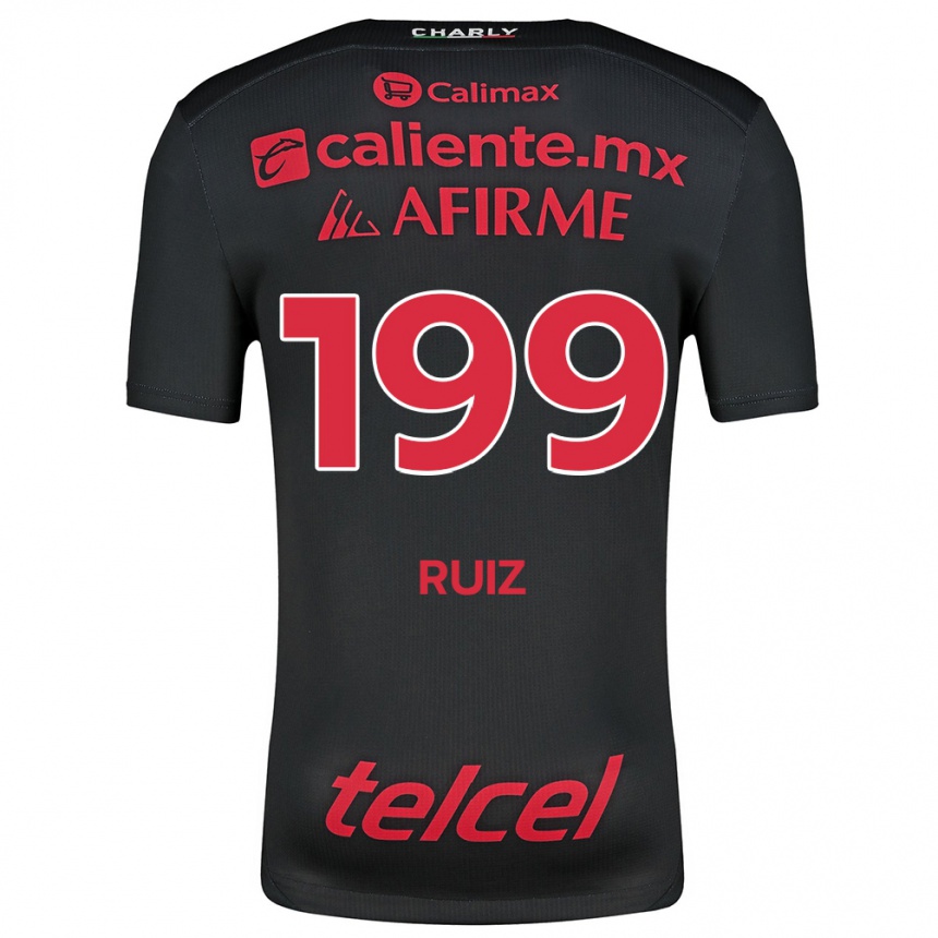 Niño Fútbol Camiseta Emilio Ruiz #199 Negro Rojo 1ª Equipación 2024/25