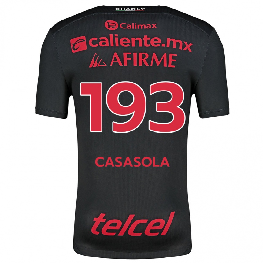 Niño Fútbol Camiseta Axel Casasola #193 Negro Rojo 1ª Equipación 2024/25