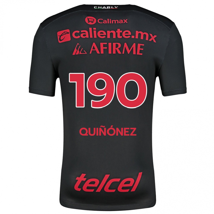 Niño Fútbol Camiseta Martín Quiñónez #190 Negro Rojo 1ª Equipación 2024/25