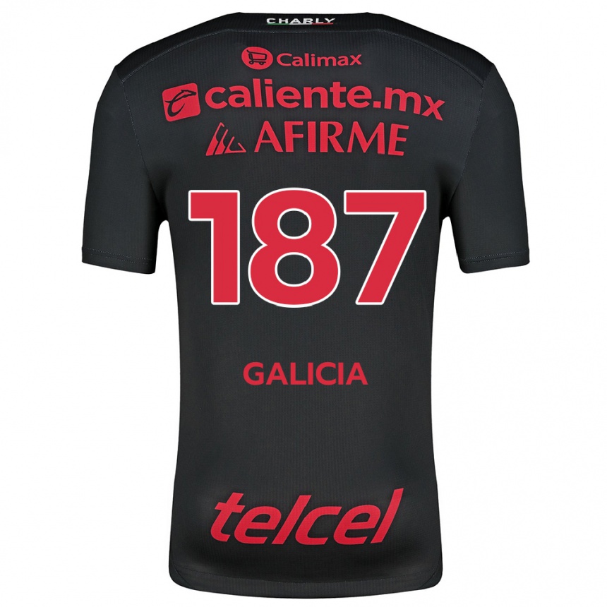 Niño Fútbol Camiseta Carlos Galicia #187 Negro Rojo 1ª Equipación 2024/25