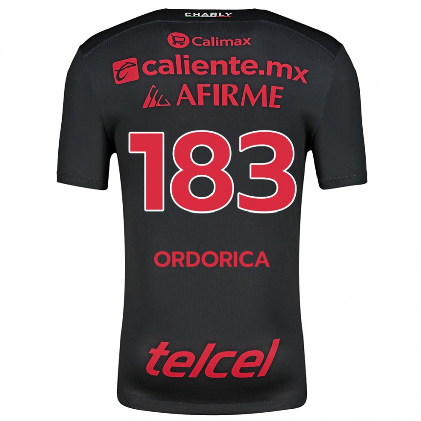 Niño Fútbol Camiseta Brandon Ordorica #183 Negro Rojo 1ª Equipación 2024/25