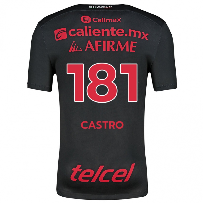 Niño Fútbol Camiseta José Castro #181 Negro Rojo 1ª Equipación 2024/25