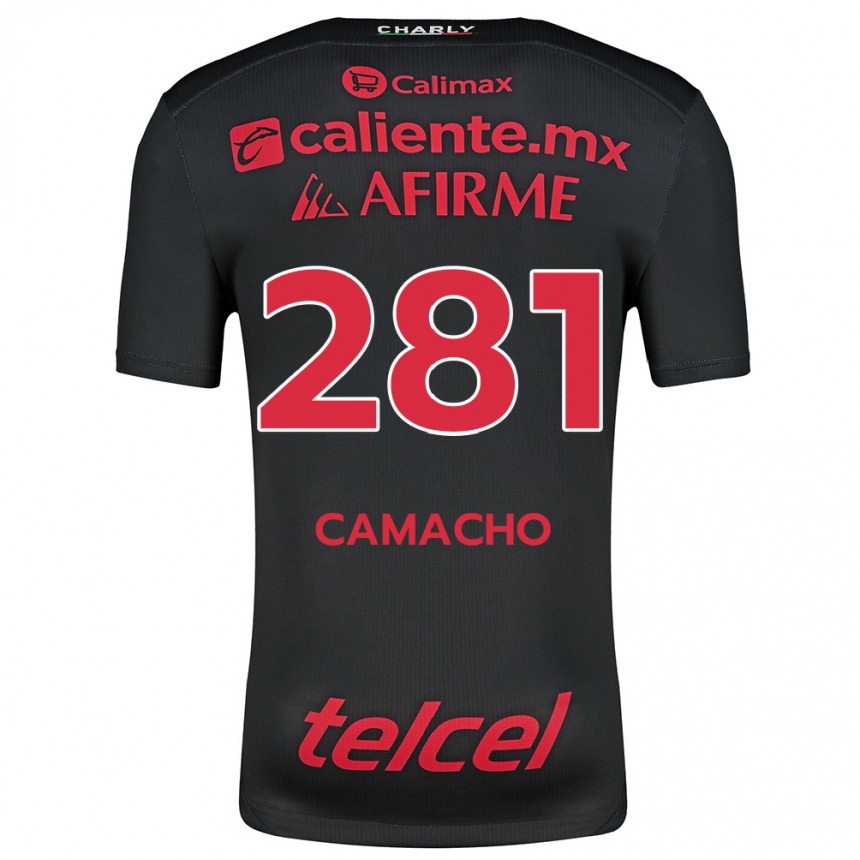 Niño Fútbol Camiseta Javier Camacho #281 Negro Rojo 1ª Equipación 2024/25