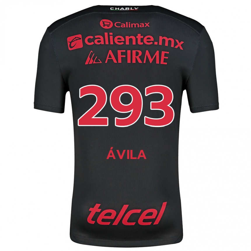 Niño Fútbol Camiseta Daniel Ávila #293 Negro Rojo 1ª Equipación 2024/25