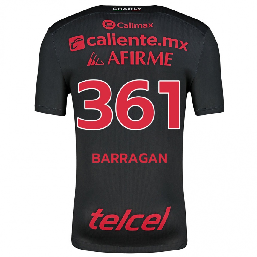 Niño Fútbol Camiseta Jesús Barragán #361 Negro Rojo 1ª Equipación 2024/25