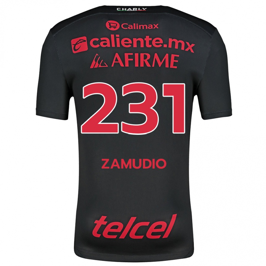 Niño Fútbol Camiseta Irwin Zamudio #231 Negro Rojo 1ª Equipación 2024/25