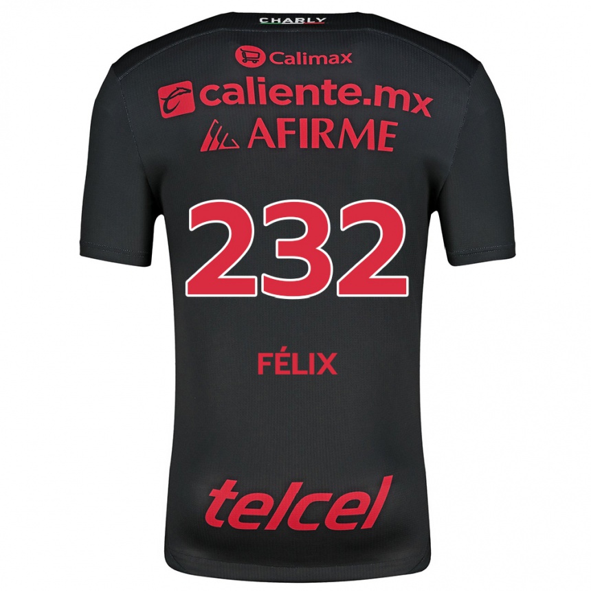 Niño Fútbol Camiseta Erick Félix #232 Negro Rojo 1ª Equipación 2024/25