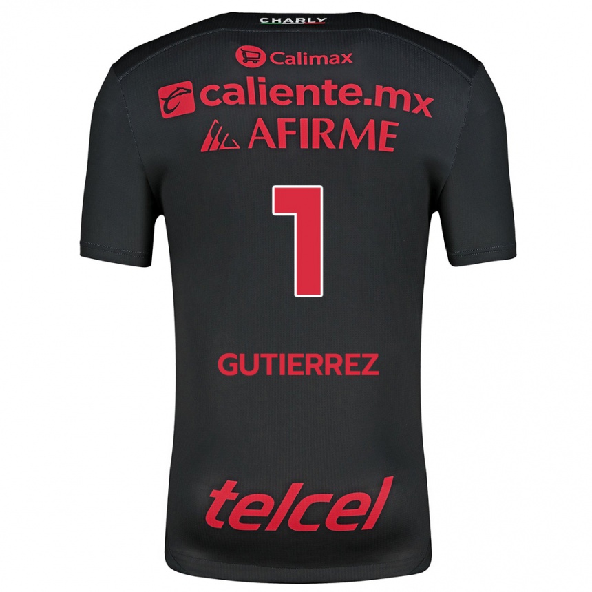 Niño Fútbol Camiseta Alejandra Gutiérrez #1 Negro Rojo 1ª Equipación 2024/25