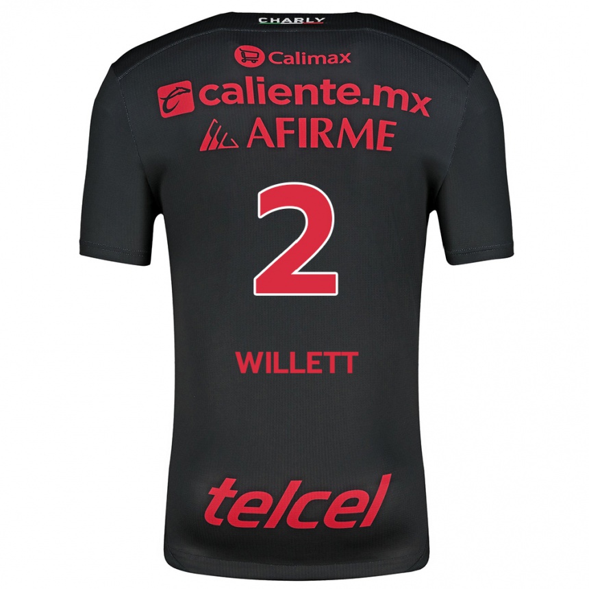 Niño Fútbol Camiseta Adyson Willett #2 Negro Rojo 1ª Equipación 2024/25